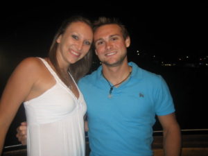 One of our first photos together. At night out in Thessaloniki, Greece!
